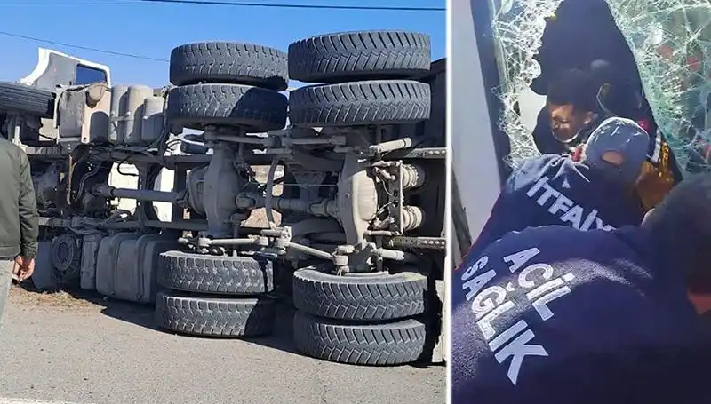 Zorlu Virajda Kamyon Dehşeti: Yan Yattı, Dolaşıma Kapatıldı!